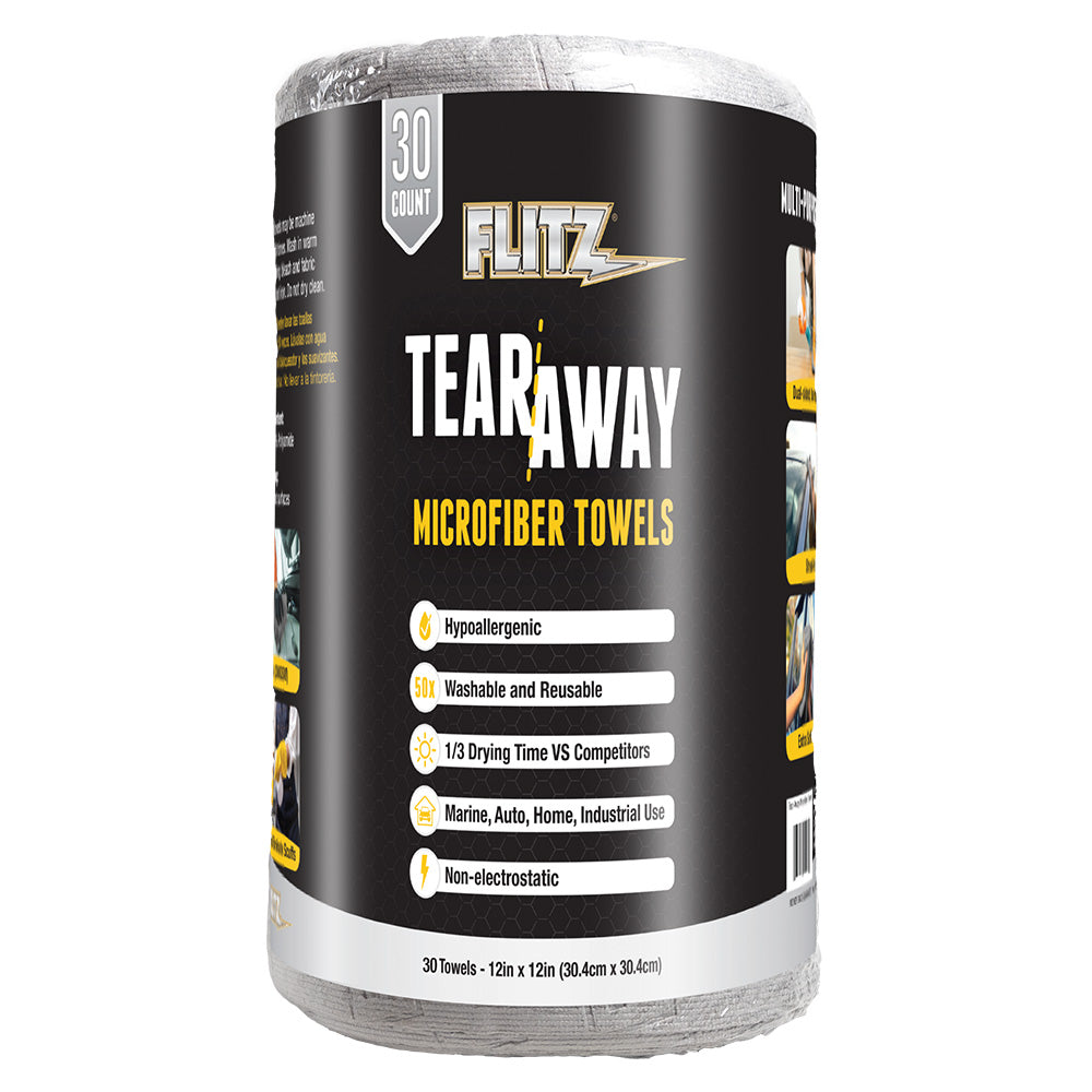 Flitz 12 x 12 TearAway Microfiber Towels Grey 30Pack MC330R