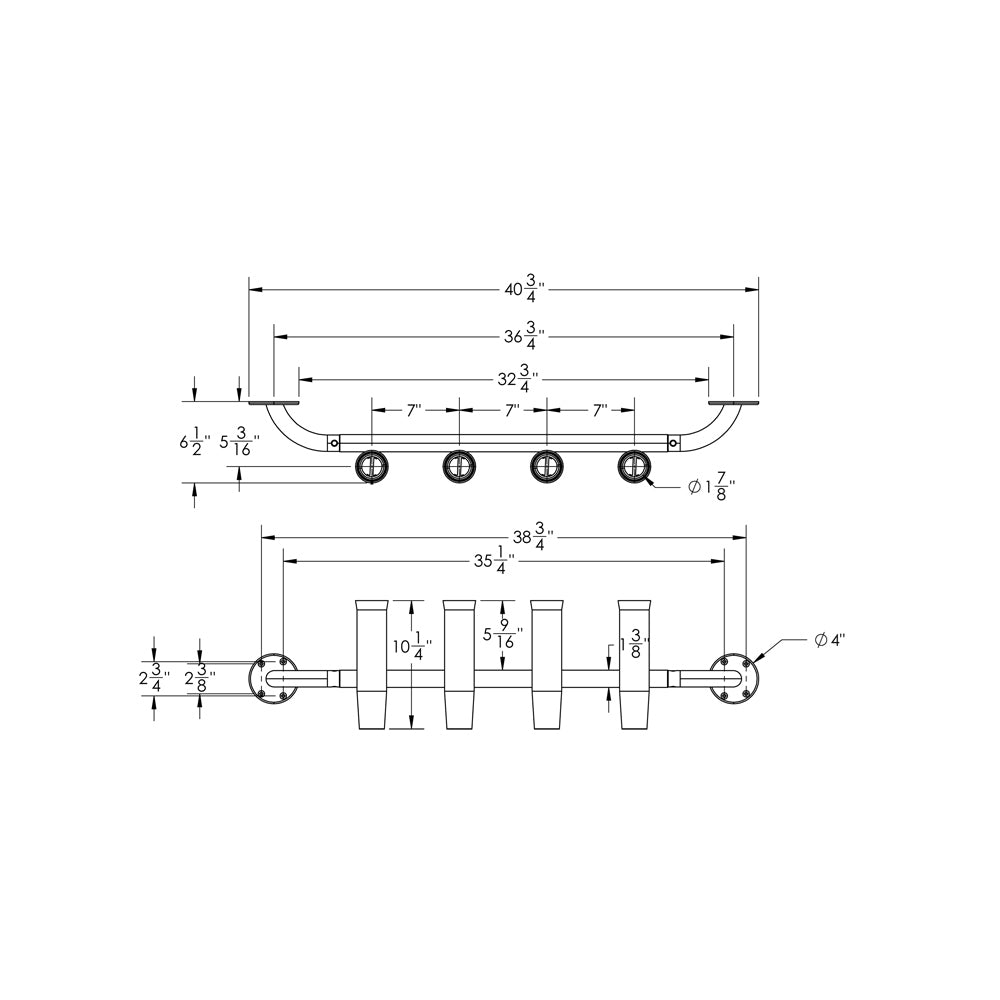 TACO 4Rod Transom Mount Rod Rack F313504BSA1