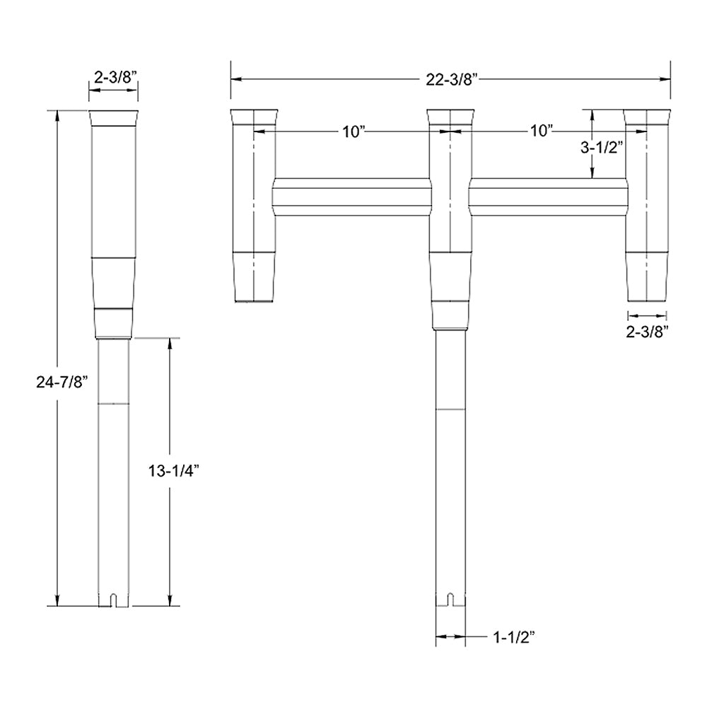 TACO Deluxe Trident Rod Holder Cluster Straight F310780BXY1