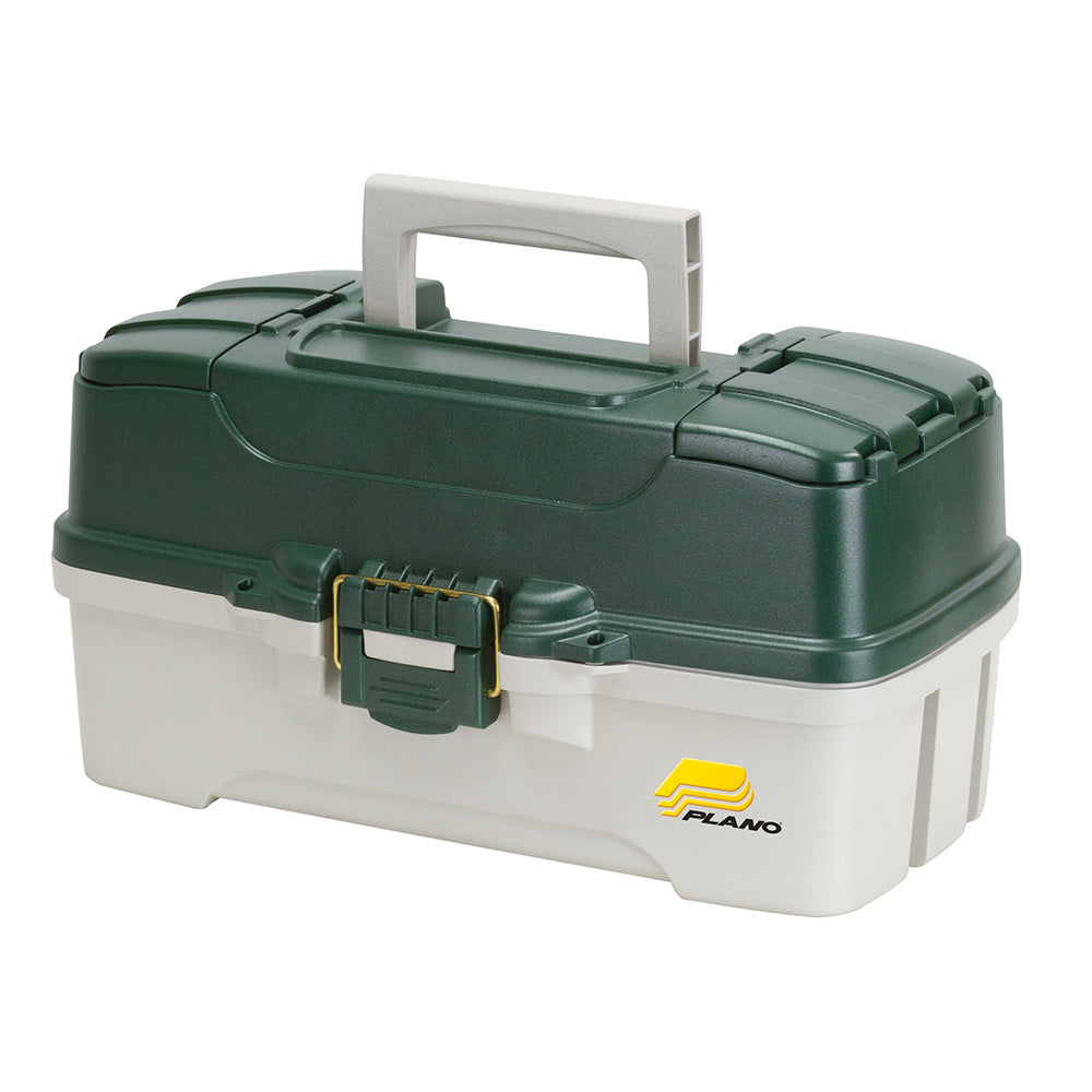 Plano 3Tray Tackle Box wDuel Top Access Dark Green MetallicOff White 620306