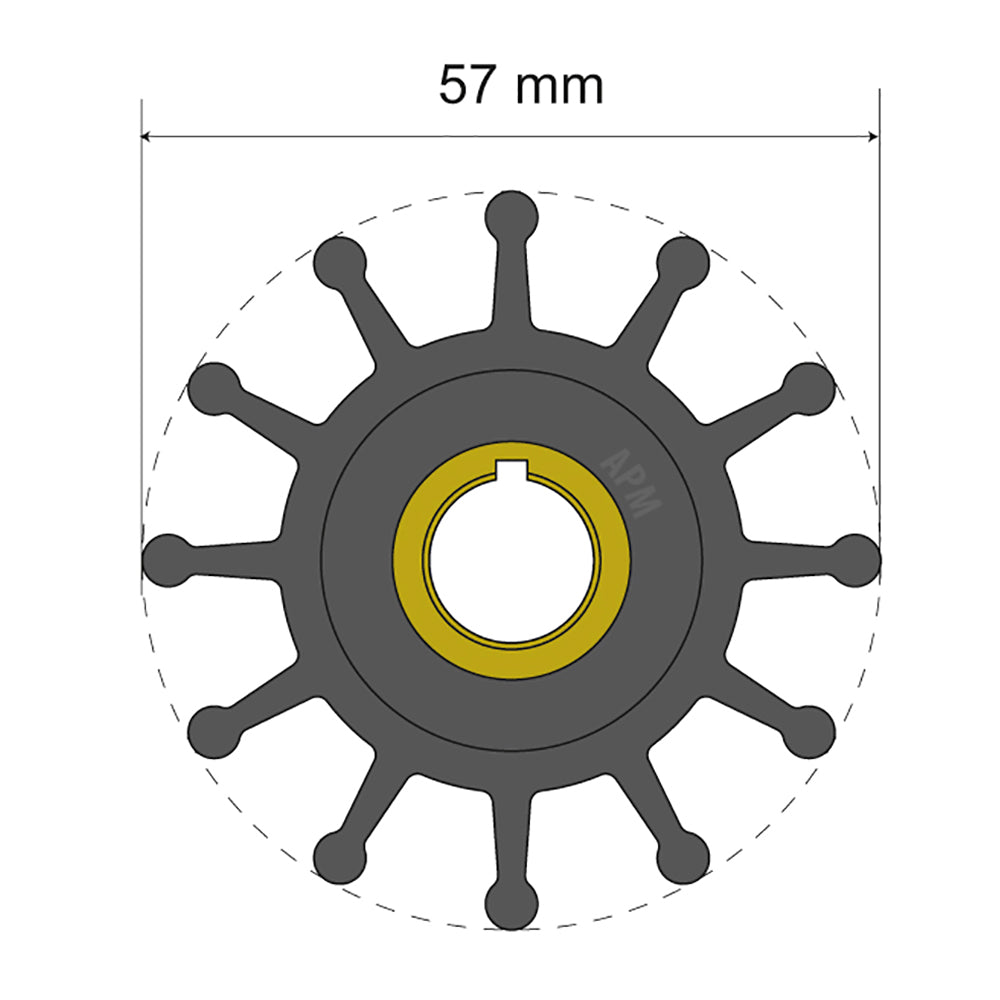 Albin Group Premium Impeller Kit 57 x 127 x 20mm 12 Blade Key Insert 0601013