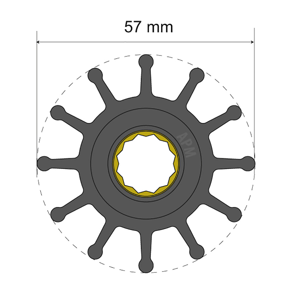 Albin Group Premium Impeller Kit 57 x 16 x 482mm 12 Blade Spline Insert 0601014