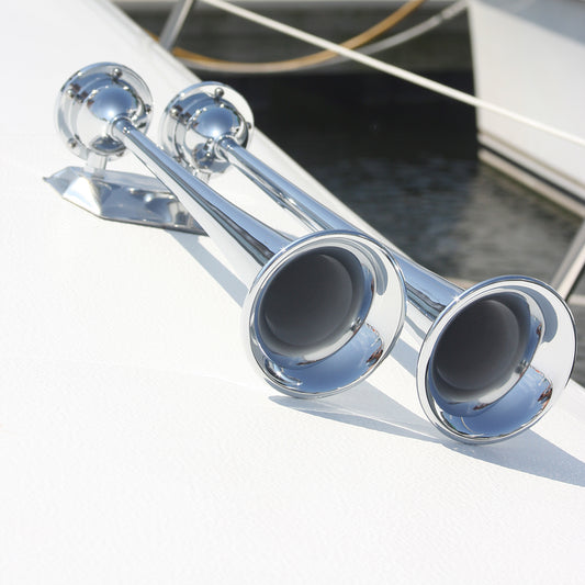 Marinco 24V Chrome Plated Dual Trumpet Air Horn 10624