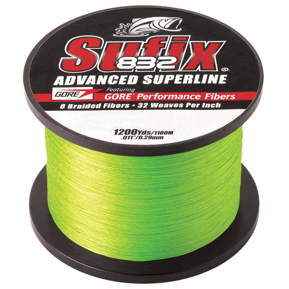 Sufix 832 Advanced Superline Braid 20lb Neon Lime 1200 yds 660320L