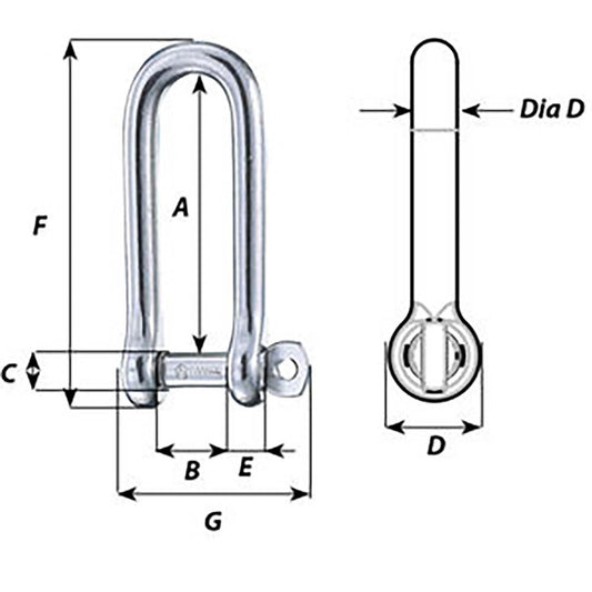 Wichard Captive Pin Long D Shackle Diameter 4mm 532 01411