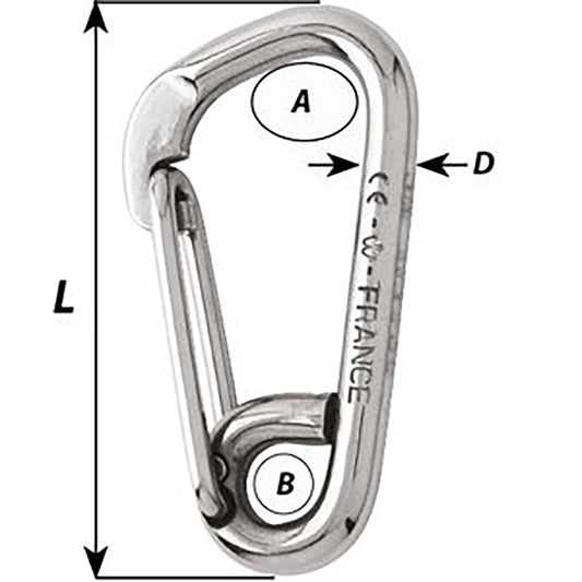 Wichard Asymmetric Carbine Hook Length 60mm 14 02323