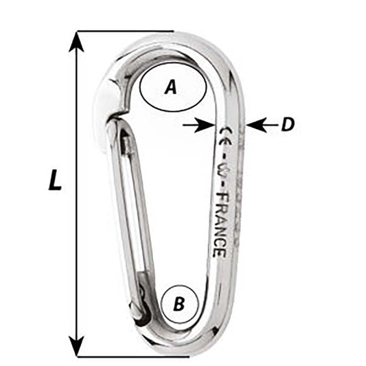 Wichard Symmetric Carbine Hook Without Eye Length 80mm 516 02335