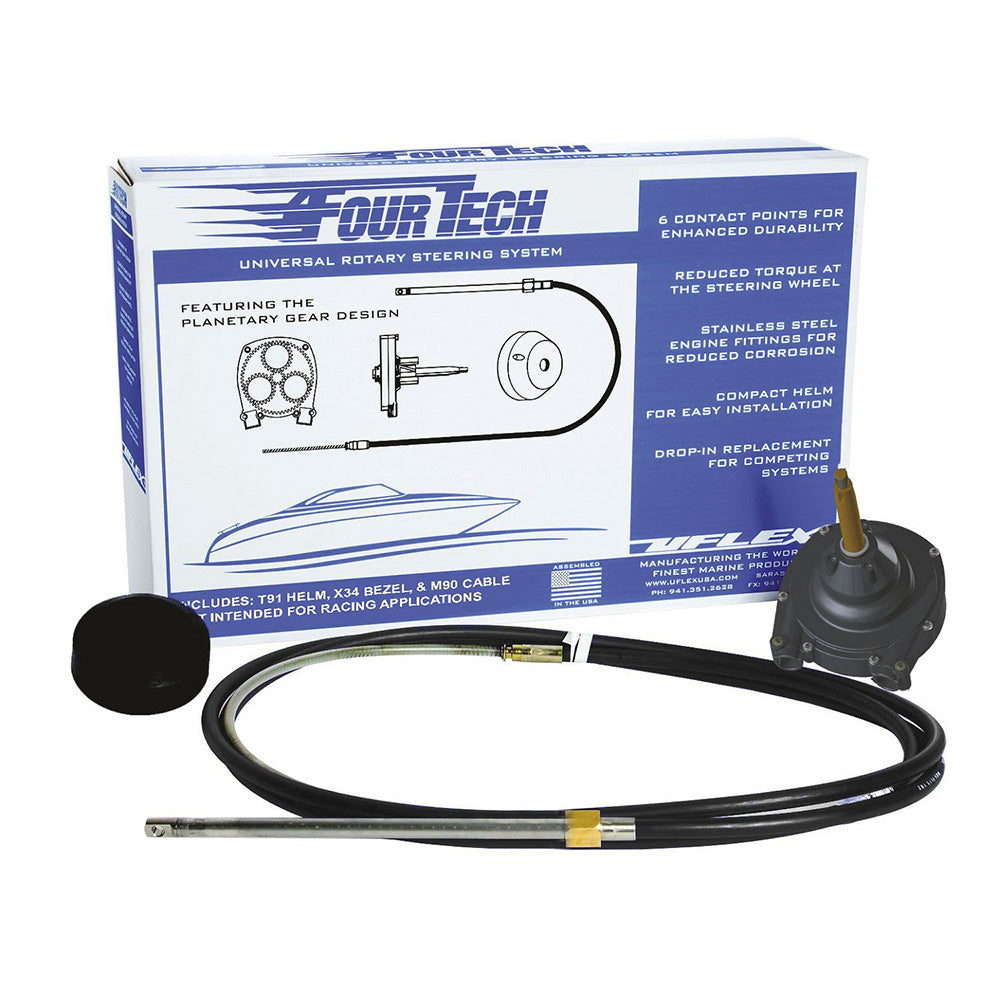 Uflex Fourtech 8 Black Mach Rotary Steering System wHelm Bezel Cable FOURTECHBLK08