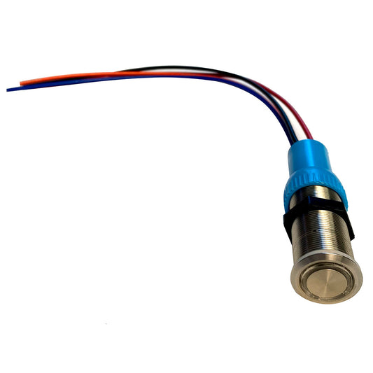 Bluewater 22mm Push Button Switch  OffOnOn Double Momentary Contact  BlueGreenRed LED  1 Lead 905921231