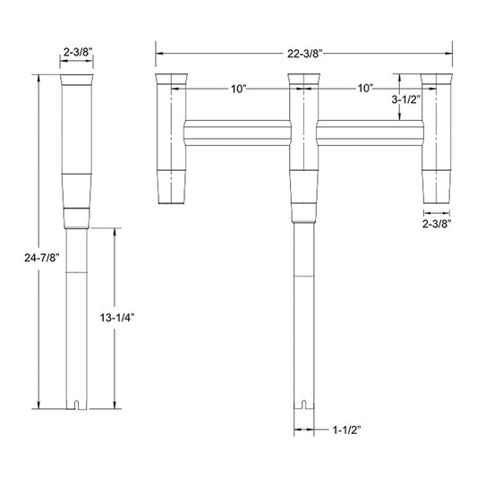 TACO Deluxe Trident Rod Holder Cluster Straight F310780BXY1