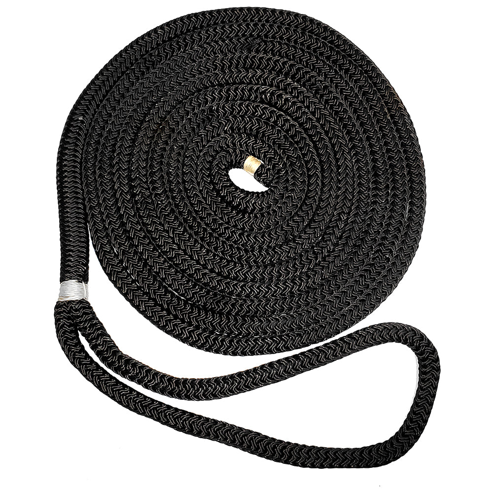 New England Ropes 58 Double Braid Dock Line  Black  50 C50542000050