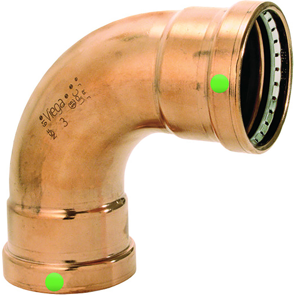 Viega ProPress 212  90 Copper Elbow  Double Press Connection  Smart Connect Technology 20623