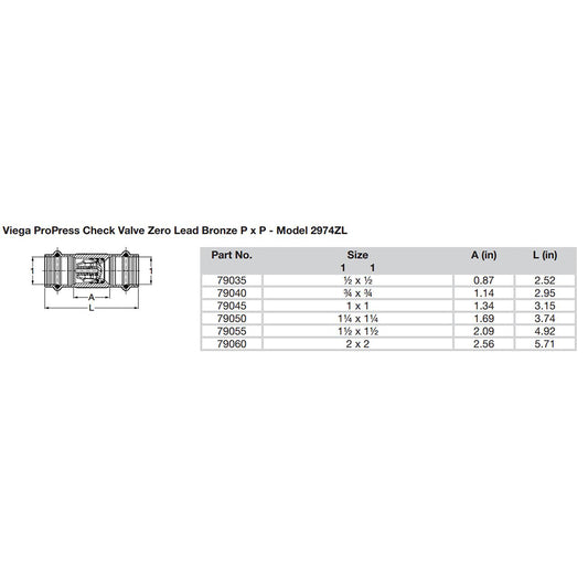 Viega ProPress 112 Zero Lead Check Valve  Double Press Connection  Smart Connect Technology 79055
